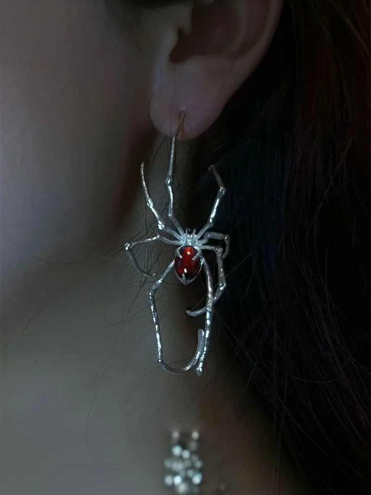 Gothic Dark Spider Crawl Fashion Dangle Stud Piercing Ear Bone Clip For Unisex Hall additional angle