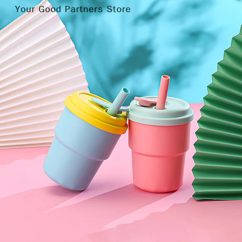 400ml Coffee Mug With Lid Straw Silicone Cold Juice Milk Tea Mug Leak-Proof Drinking alternate view