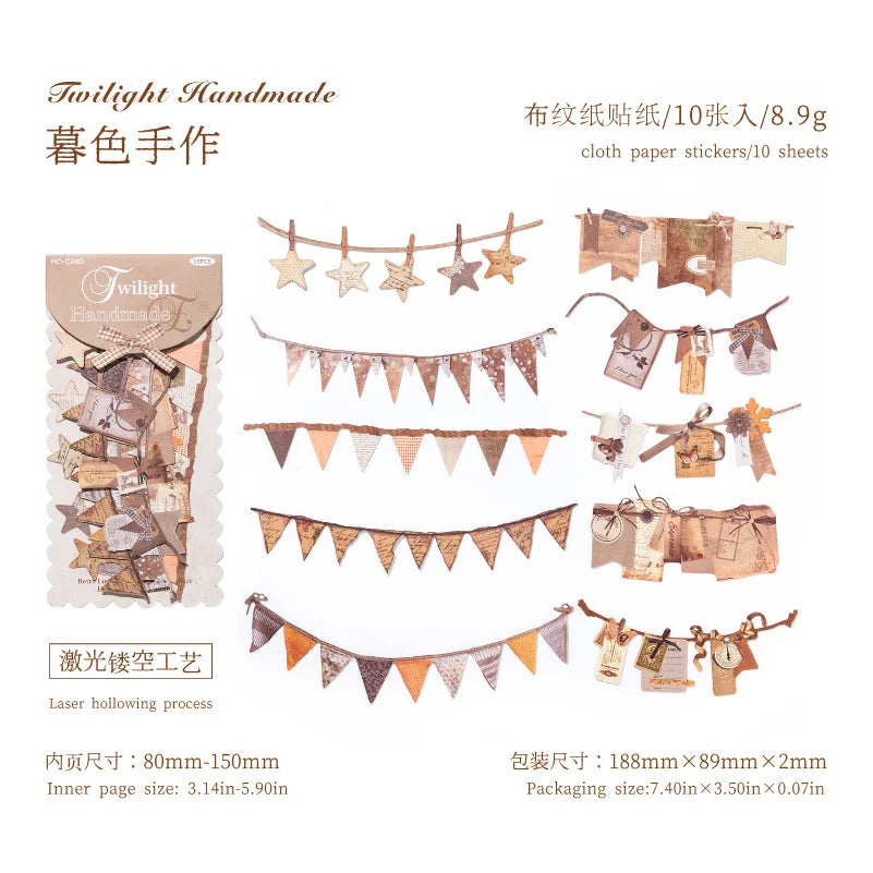 10 pcs/pack Handmade Party Series Vintage Festival Hollow Landscape Material Collag additional angle