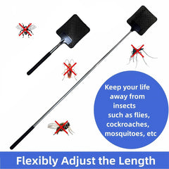 Extendable Fly Swatter | Mosquito Swatter with Stainless Steel Handle close-up view