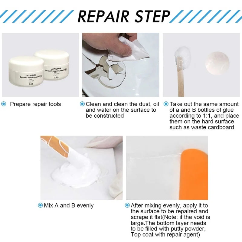White Porcelain Repair Kit | Ceramic Repair Paste for Tubs, Tiles, Toilets, and Sinks lifestyle view