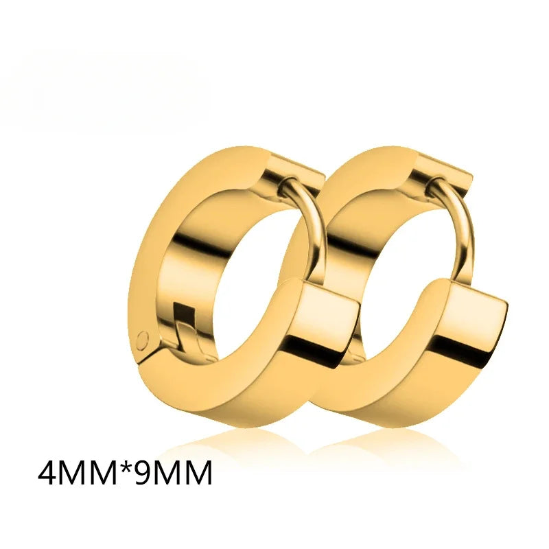 Unisex Punk Black Stainless Steel Hoop Earrings | Gothic Fake Earring Set detail view