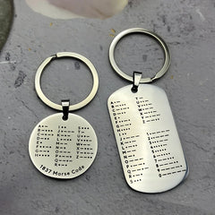 Morse Code Keychain Stainless Steel Letter Theme