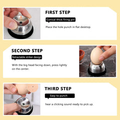 Egg Piercer with Sturdy Base | Stainless Steel Egg Hole Puncher for Perfect Hard Boile close-up view