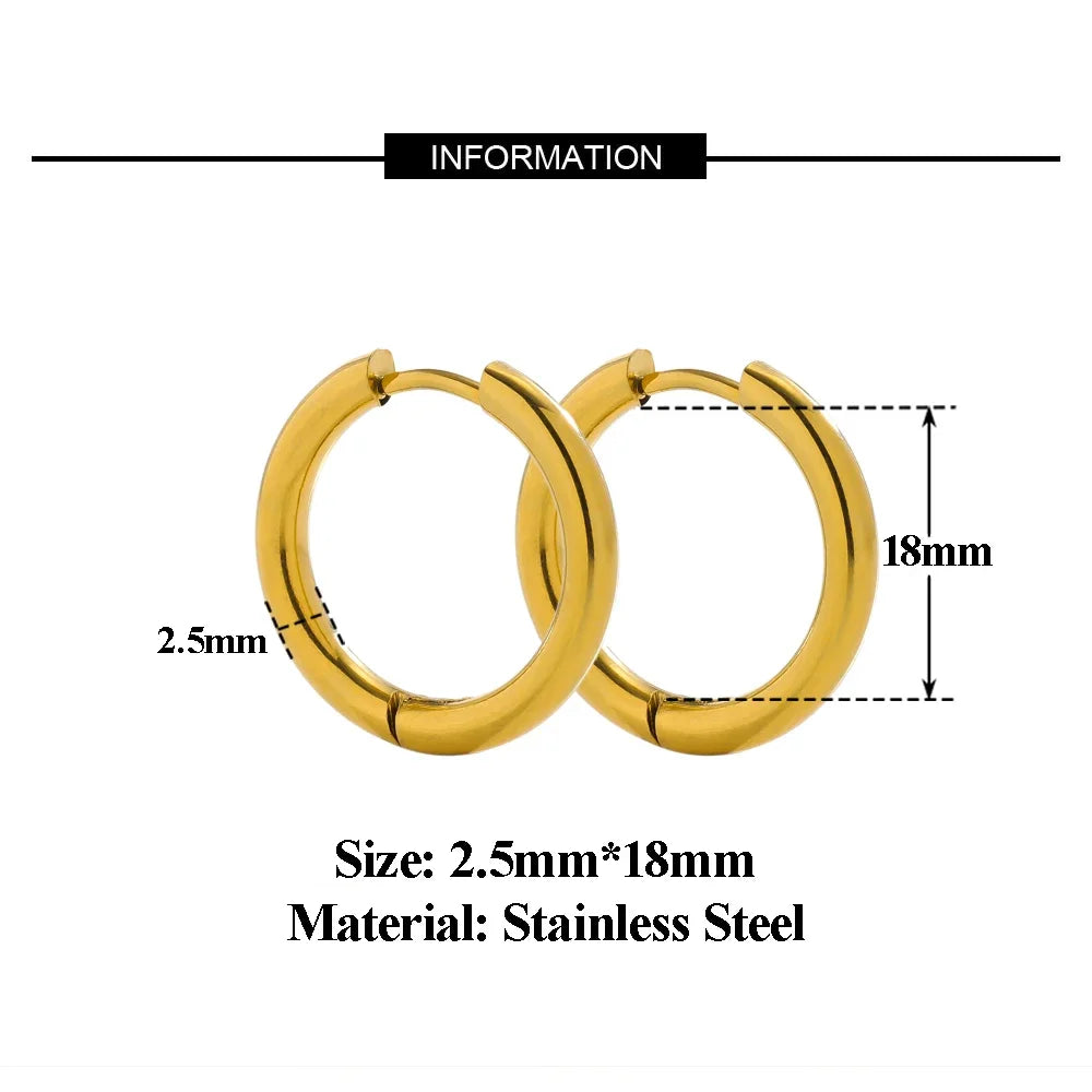 10pcs 18K PVD Gold Plated Stainless Steel Hoop Earrings Women Earrings Men Punk Hipho alternate view