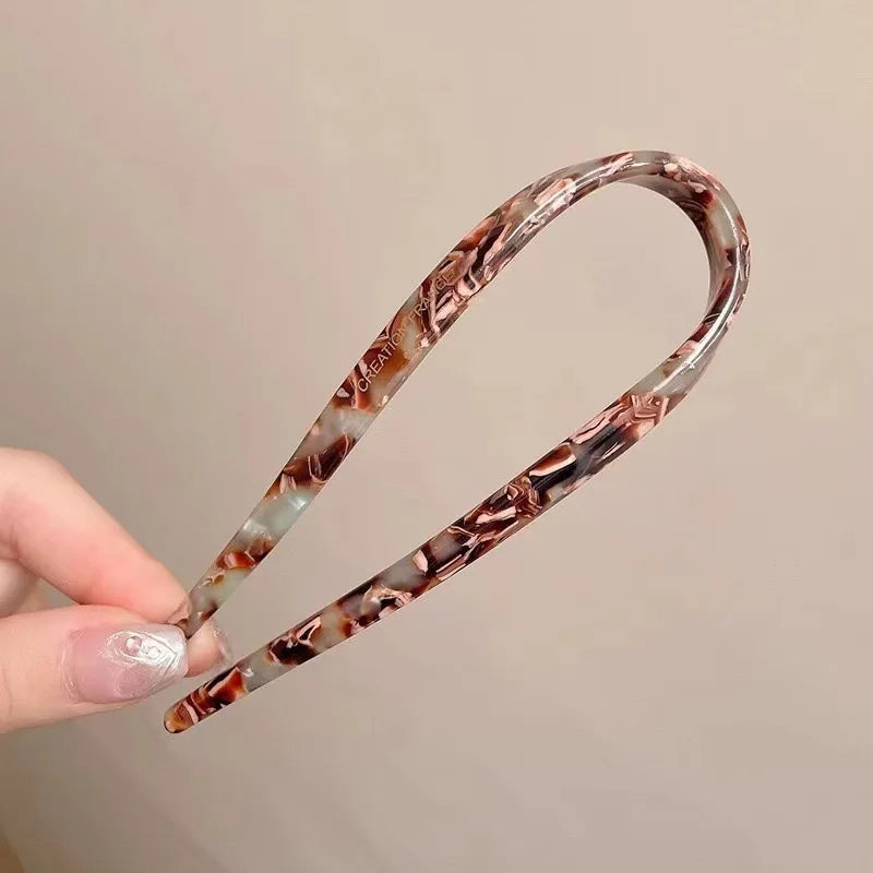 Retro U-shaped Acetate Hairclip for Women Elegant Temperament Ponytail Hairpin Fashion G detail view
