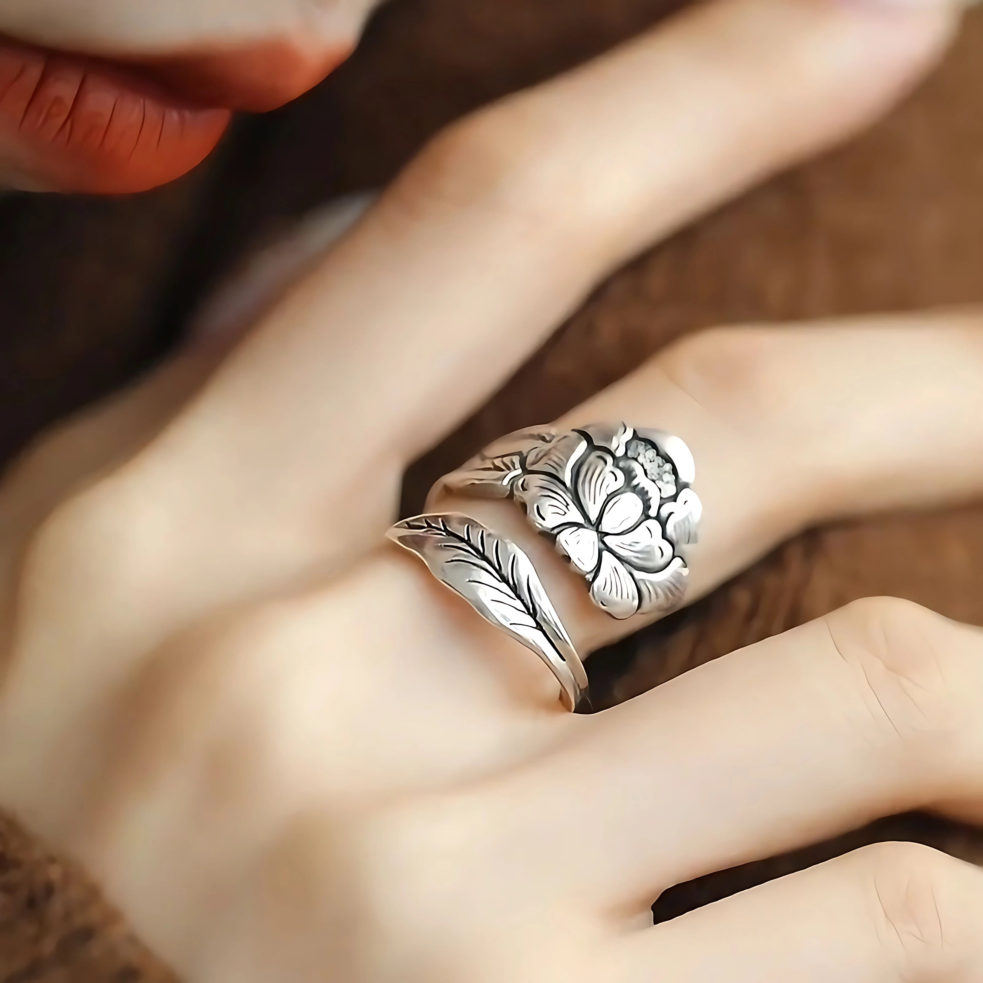 Sam Panda 925 Sterling Silver Rings For Women Men Fine Jewelry Finger Adjustable Open alternate view