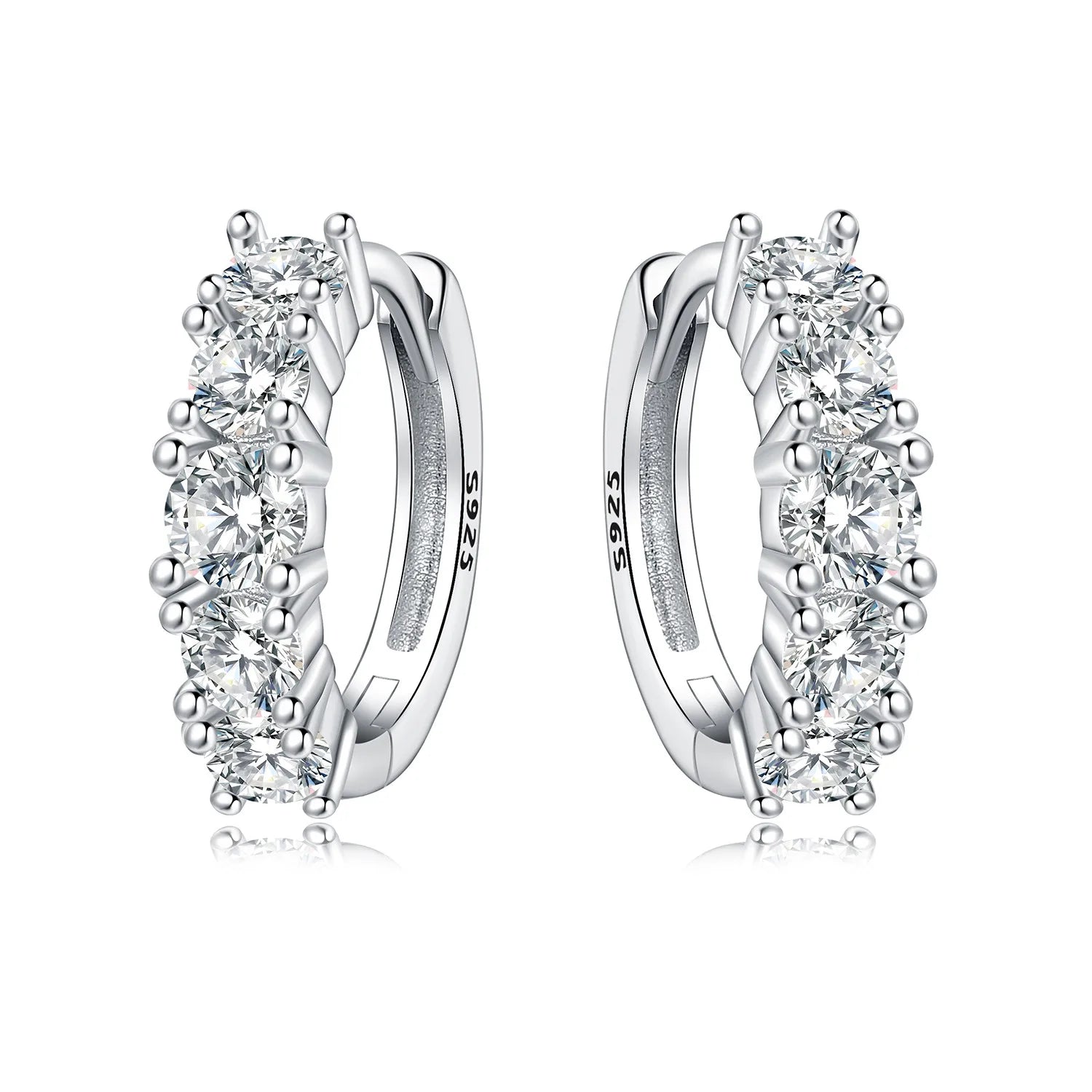 Orstarry S925 Sterling Silver Square Chain With Stone Inlaid Earrings Hoop Earrings F alternate view