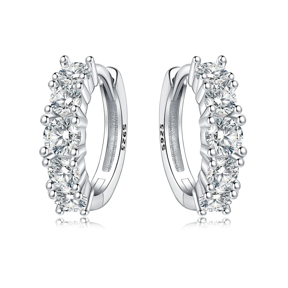 Orstarry S925 Sterling Silver Square Chain With Stone Inlaid Earrings Hoop Earrings F alternate view