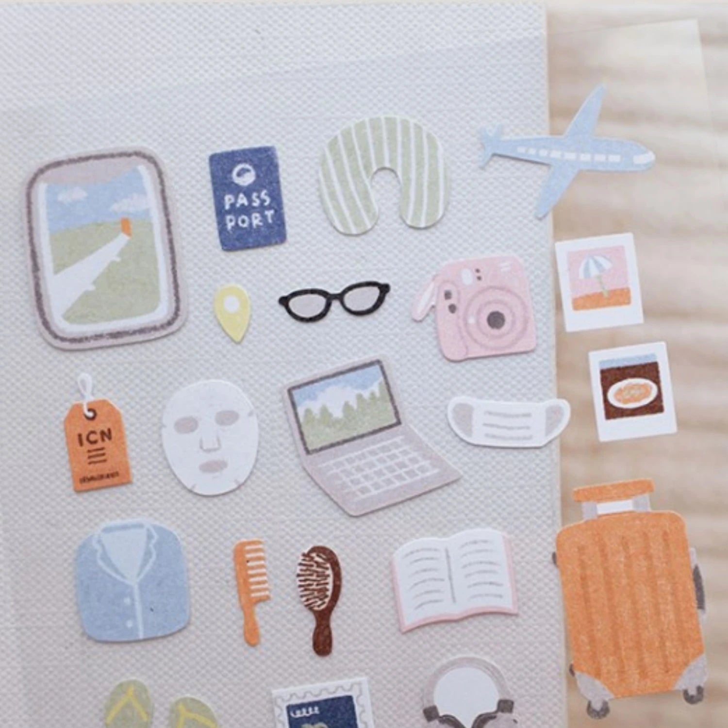 Korean Import Suatelier Happy Journey Stickers Scrapbooking Diy Journal Stationery DIY close-up view