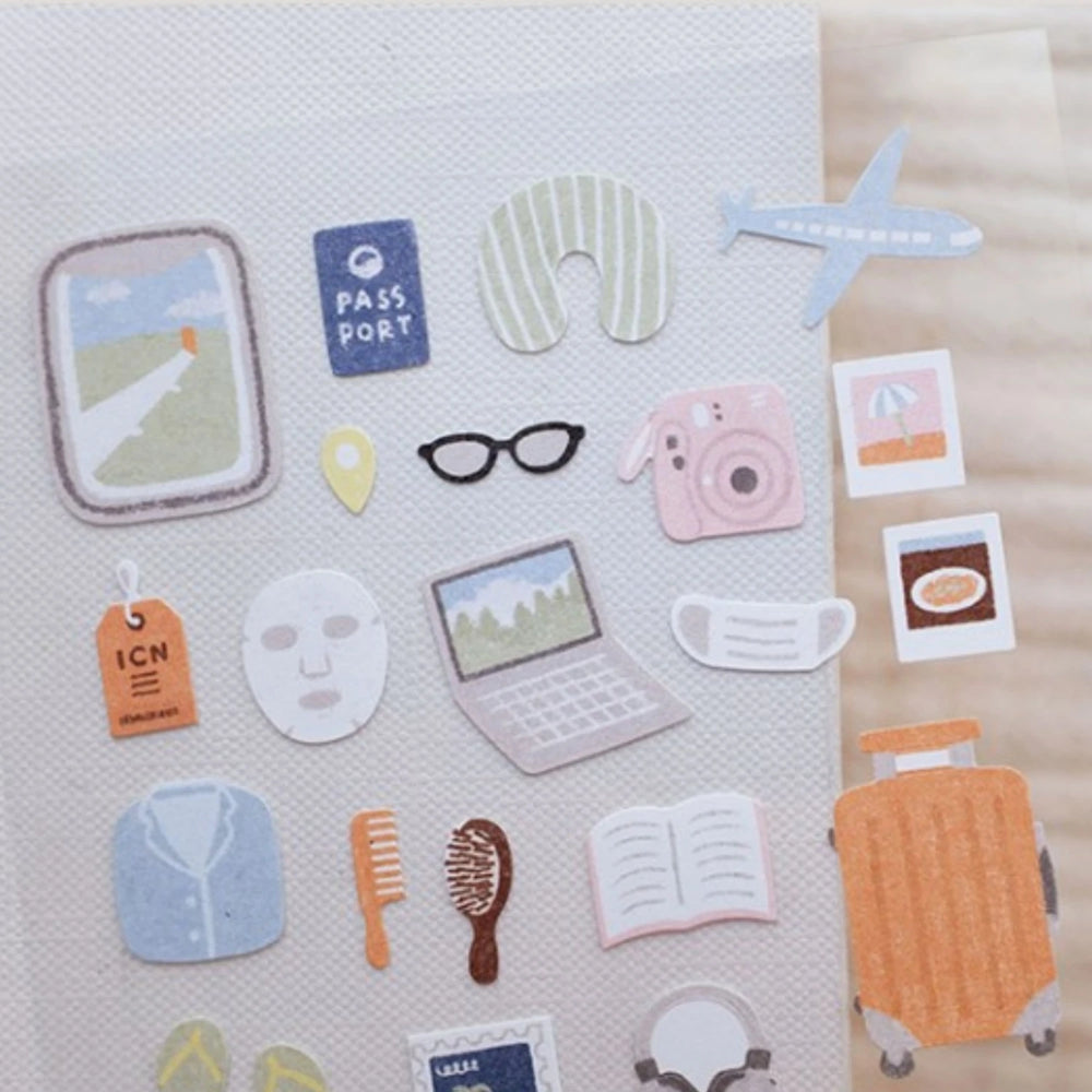 Korean Import Suatelier Happy Journey Stickers Scrapbooking Diy Journal Stationery DIY close-up view