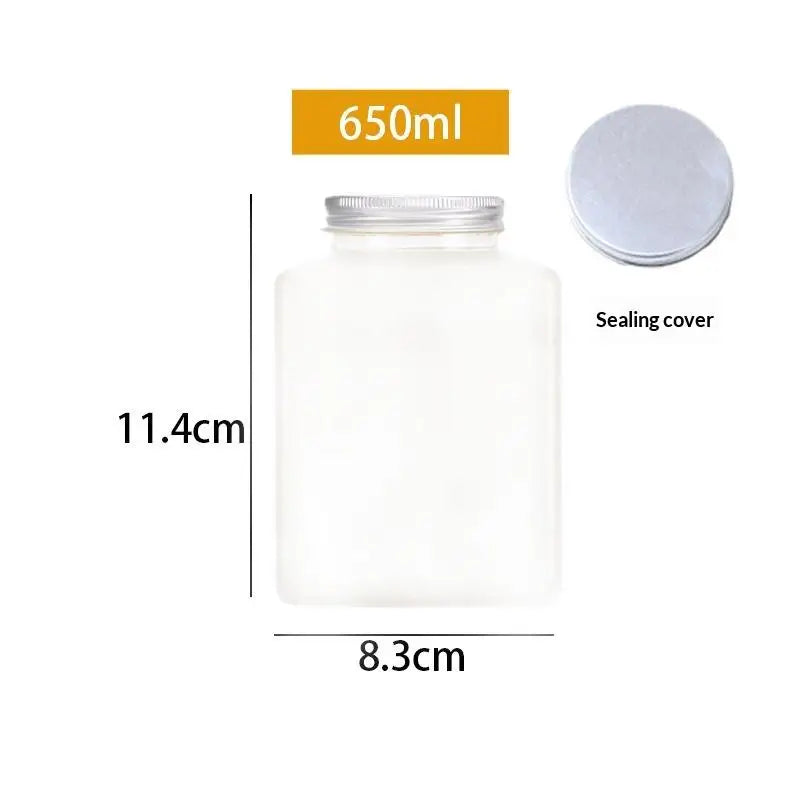Plastic Disposable Square Plastic Bottle 500ML 650ML Juice Beverage Milk Tea Yogurt additional angle