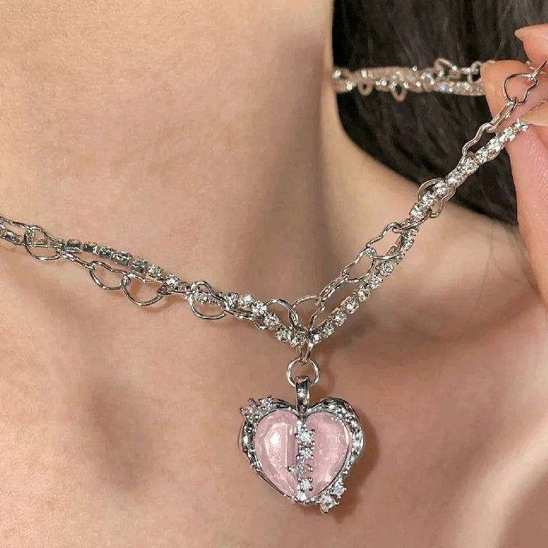 Fashion Women Crystal Zircon Cross Pendant Necklace for Women Trendy Girl Chain Neckla close-up view