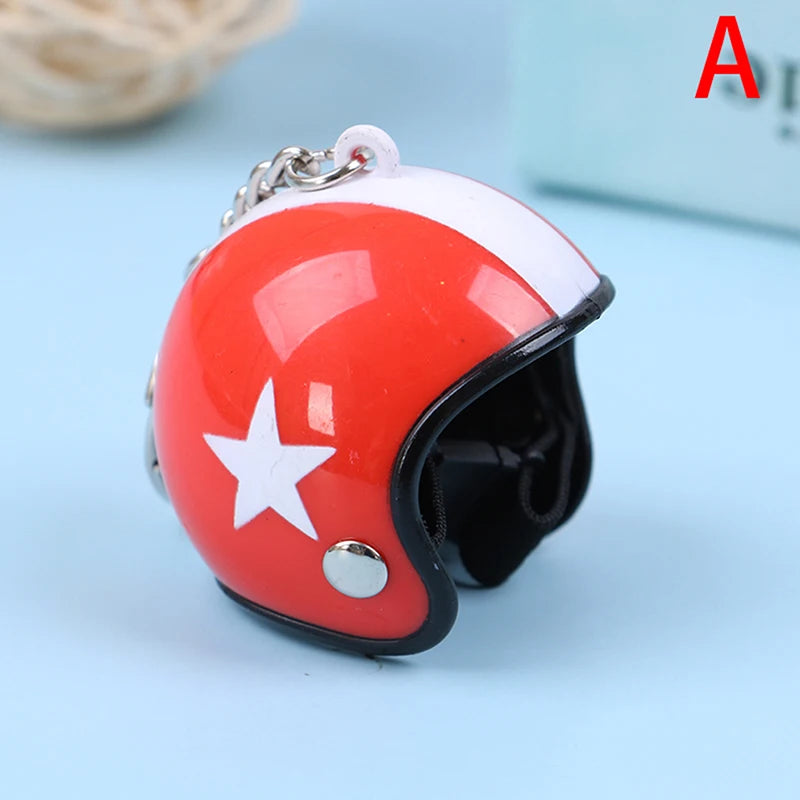 Mini Motorcycle Helmet Keychain | Cute Metal Key Ring for Women and Men additional angle