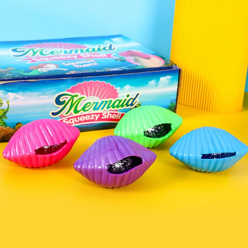 Creative Hand Pinch Shell Decompression Toy Trick Decompression Mermaid Ball Classic lifestyle view