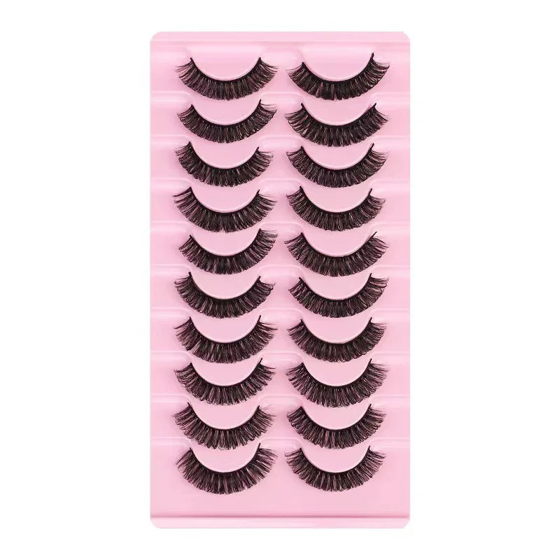 Simple Application Dramatic Russian 3D Mink Strip Lashes 10 Pairs Fake Eyelashes For alternate view
