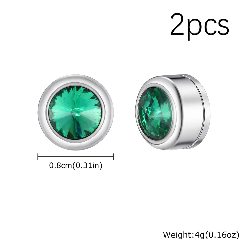 Magnetic Zircon Stud Earrings for Men,8mm Hypoallergenic Stainless Steel Non-Pierced lifestyle view