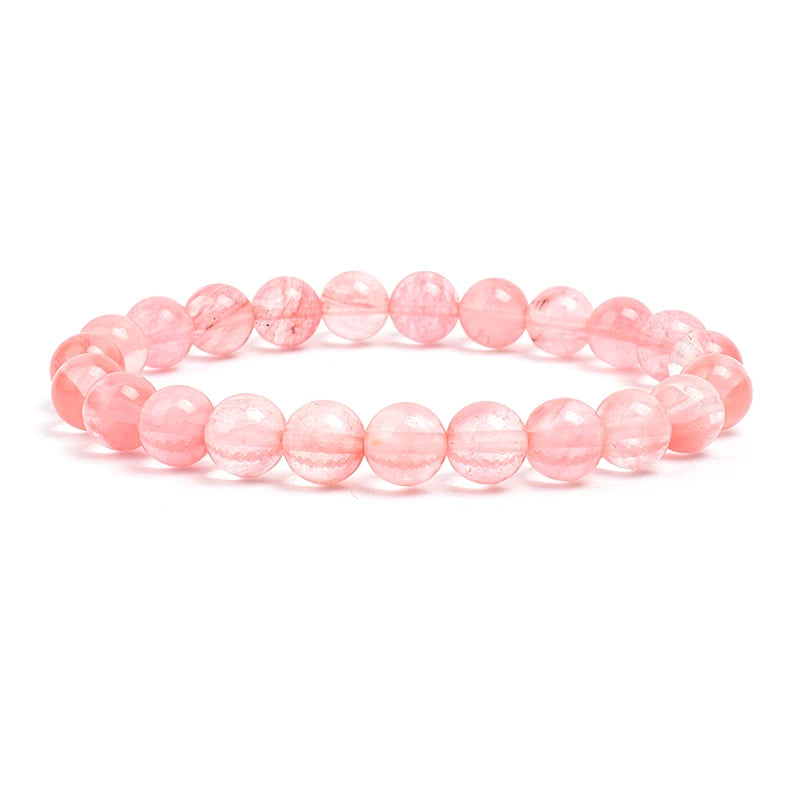 Natural Stone Beads Bracelet For Women Men Amethysts Crystal Quartzs Aquamarines Jades close-up view