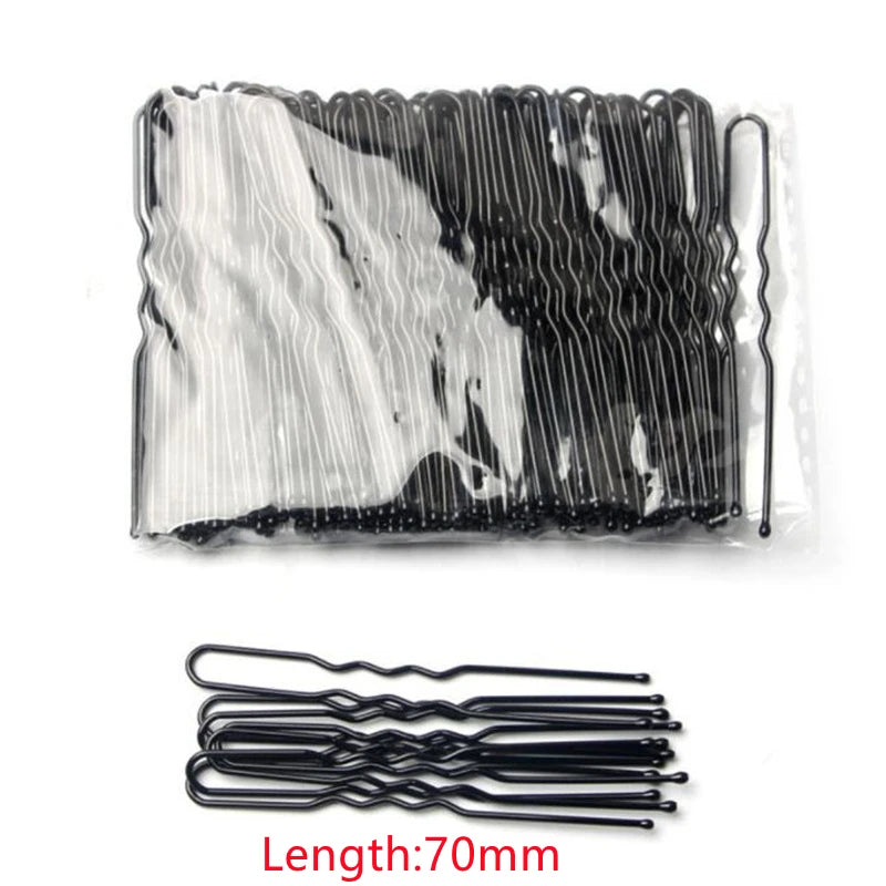 50 Pcs/Bag 5 6 7cm U Shaped Alloy Hairpins Waved Hair Clips Simple Metal Bobby Pins Barr detail view