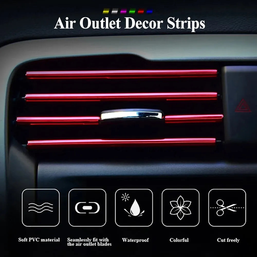 10Pcs 20cm Car Air Conditioner Outlet Decorative U Shape Moulding Trim Decor Strips Car detail view