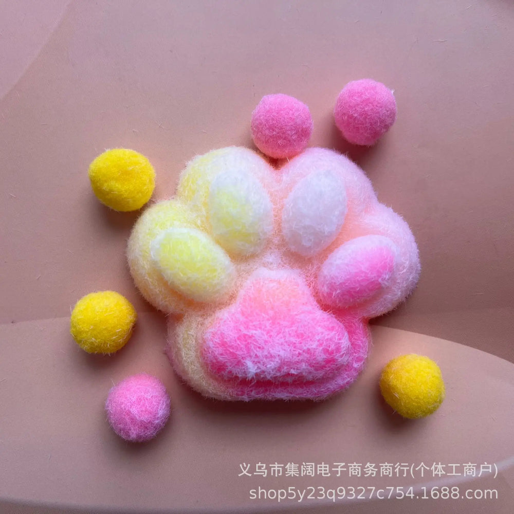 Rainbow Cat Paw Squishy Toy | Three Color Slow Rebound Stress Relief Fidget Toy lifestyle view