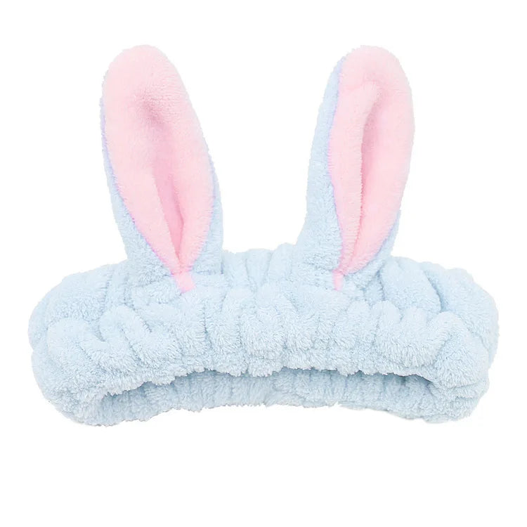Cute Red Horns Elastic Hairbands for Women Wash Face Sport Soft Plush Rabbit Ears H additional angle