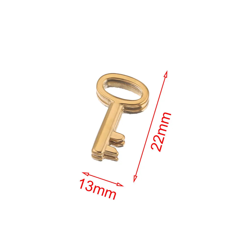 5pcs Stainless Steel Heart Lock Key Gold Plated Love Pendant Punk Hip Hop for DIY Nec alternate view