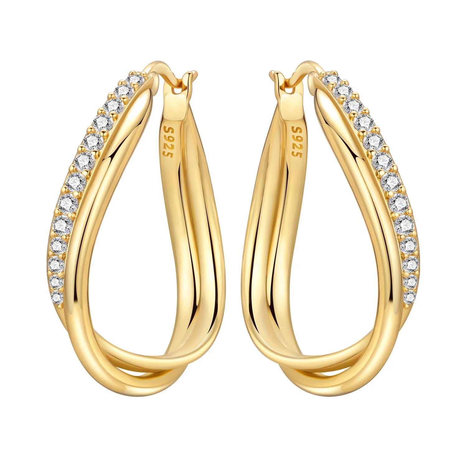 Original 925 Sterling Silver Planet Starlight Earrings Fashion 18K Gold Hoop Earrin additional angle