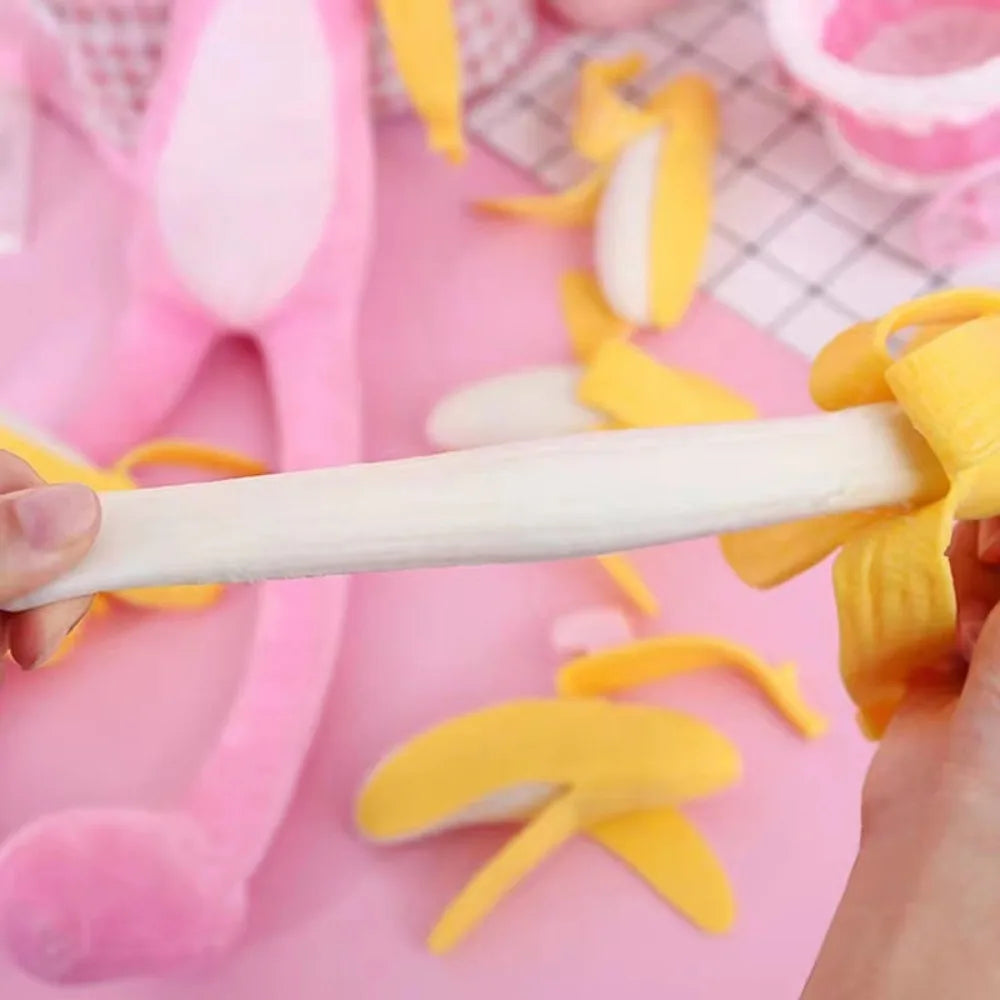 Peeled Banana Stress Ball | Cute Fruit Squishy Fidget Toy for Anxiety Relief detail view