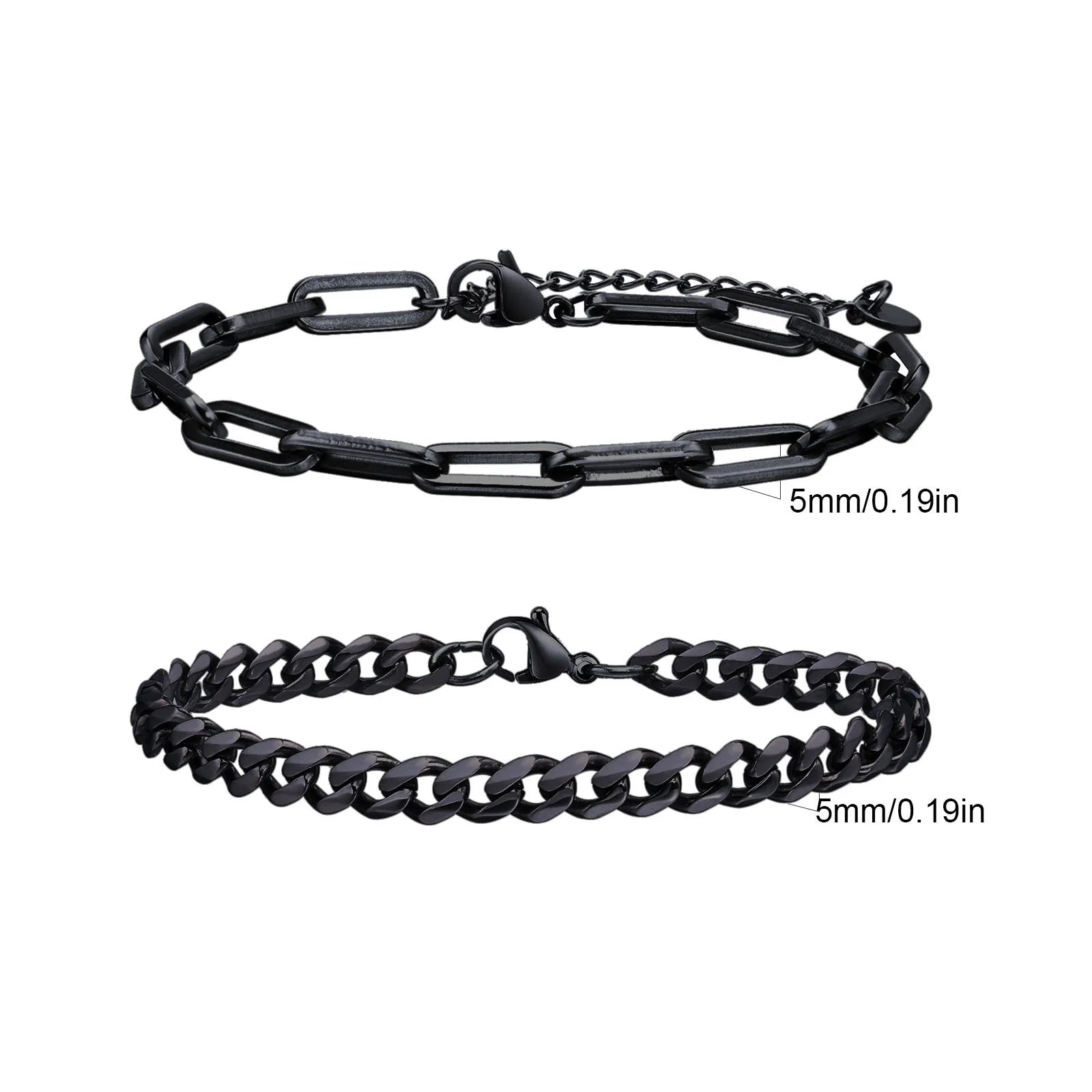 Men's Stainless Steel Chain Bracelets Set | 2pcs Silver Gold Black Twist Rope & Cuban lifestyle view