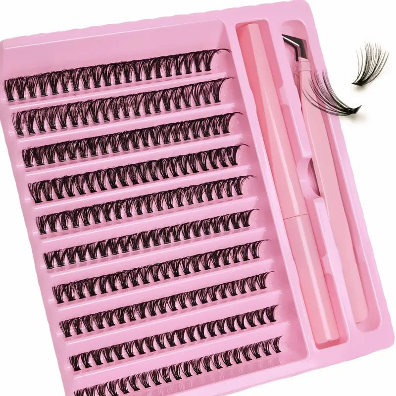 DIY Lash Extension Kit 200pcs Self Grafting D Curling False Eyelash Clusters With Bond A detail view