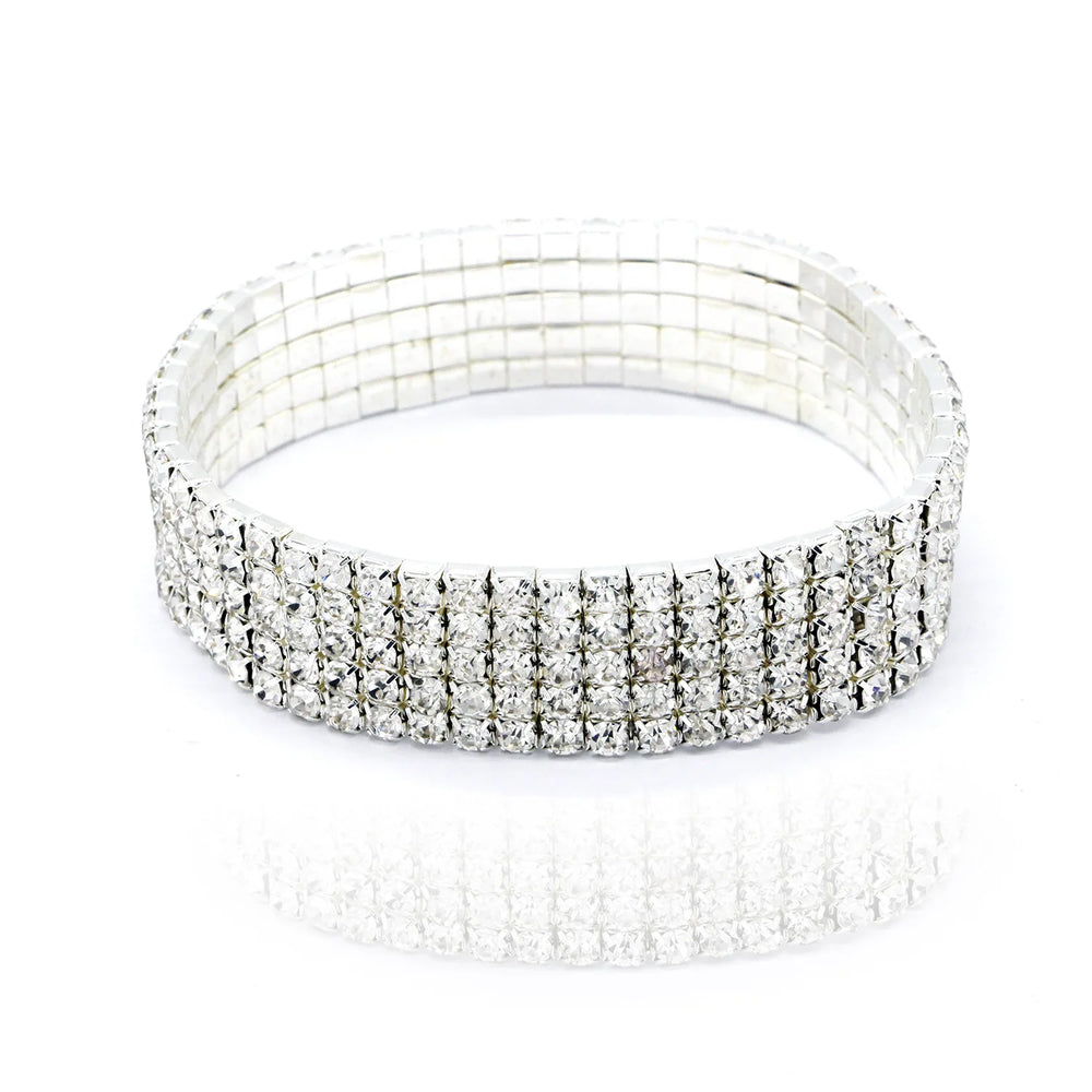 Fashion Rhinestone Tennis Anklet For Women Multi-layer Crystal Elastic Chain On Leg F alternate view