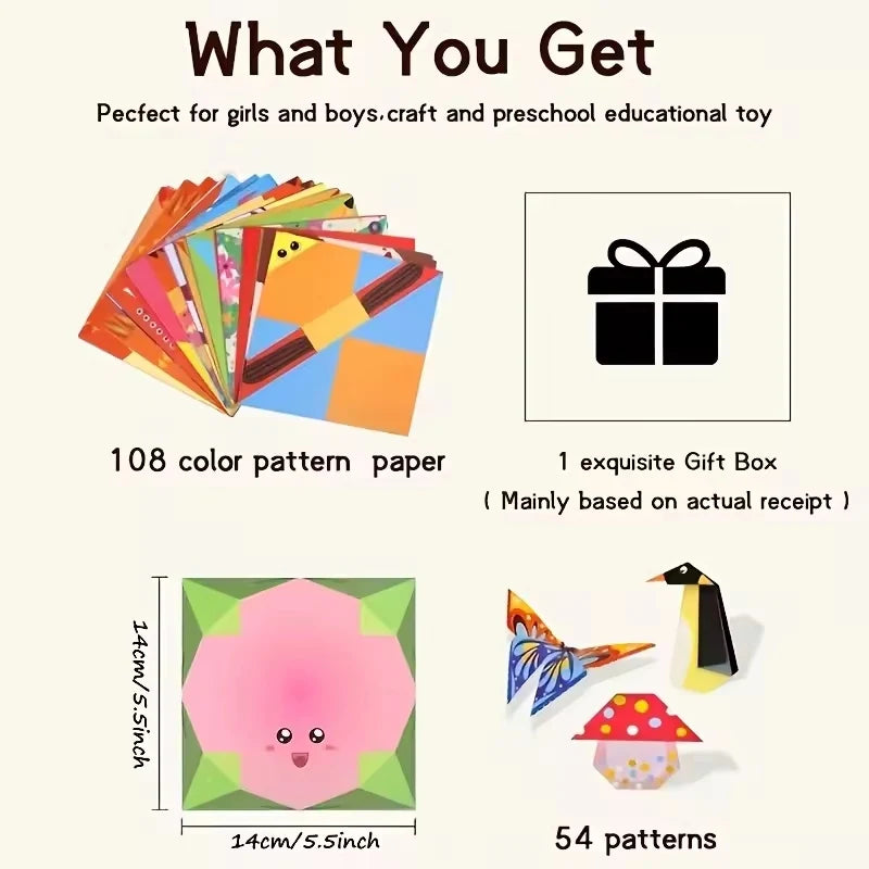 Origami Paper Set 54 Sheets | Double-Sided Folding Paper with Instructions additional angle