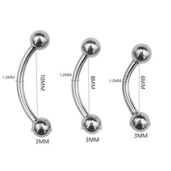 6Pcs Eyebrow Piercing Banana Shape Lip Ring Stainless Steel Curved Barbell Stud Helix Na detail view