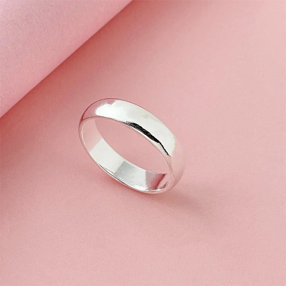 High Quality 925 Sterling Silver Ring Fashion Simple Smooth Round Ring Party Jewelry alternate view