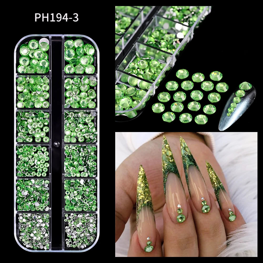 12Grids Pink Mixed Nail Rhinestones Luxury Nail Charms Glitter Crystal Jewelry Gems N lifestyle view