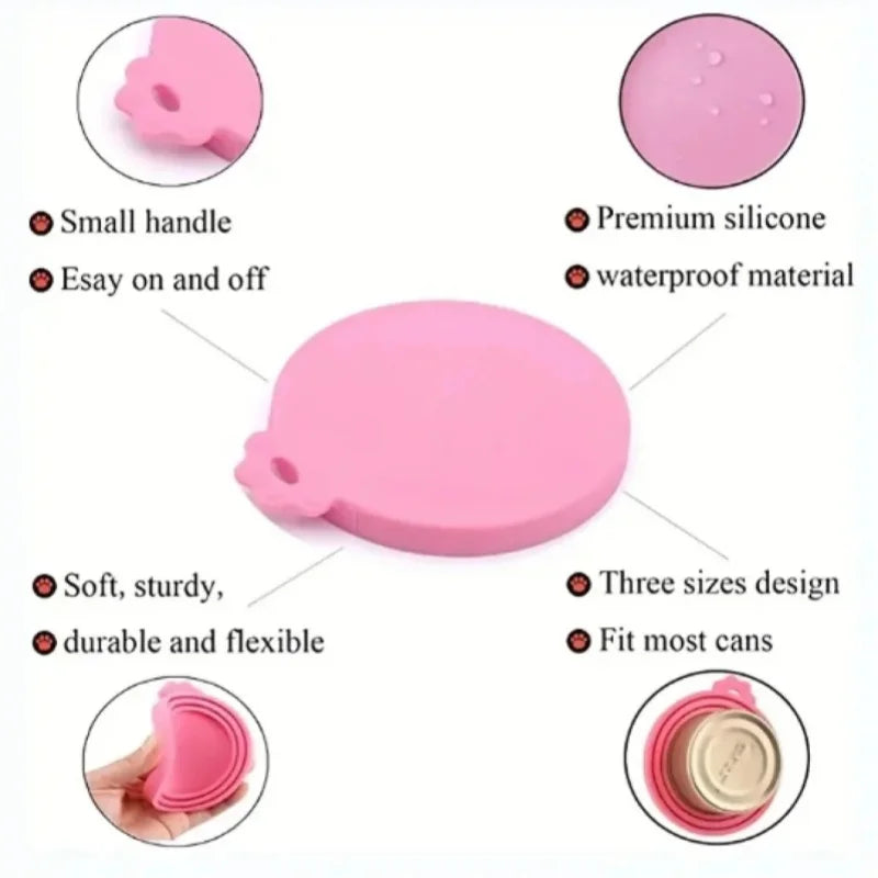 New 2PCS Reusable Pet Food Can Cover Silicone Dogs Cats Storage Tin Cap Lid Seal Co additional angle