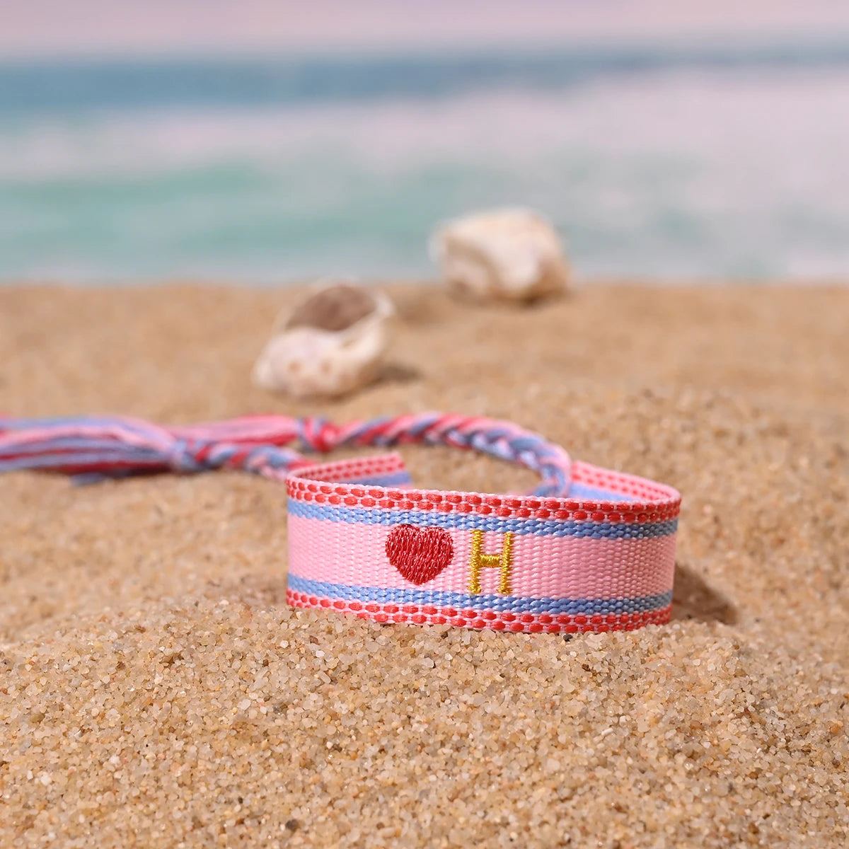 Handwoven Initial Letter Bracelet | Personalized Friendship Gift for Women detail view