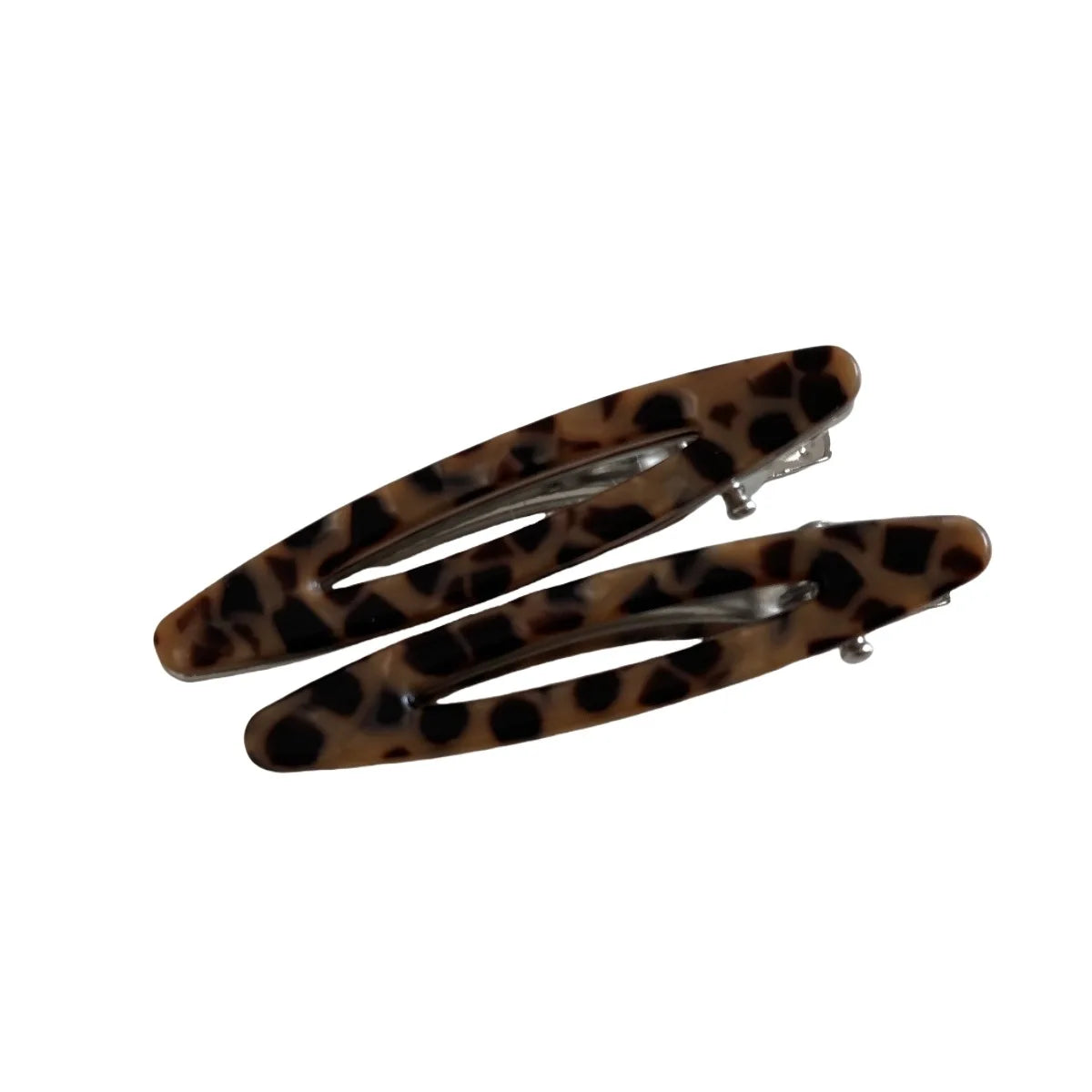 2pcs/set Acetate Hair Clips Hollow Out Oval Bangs Duckbill Clips Geometric Barrette additional angle
