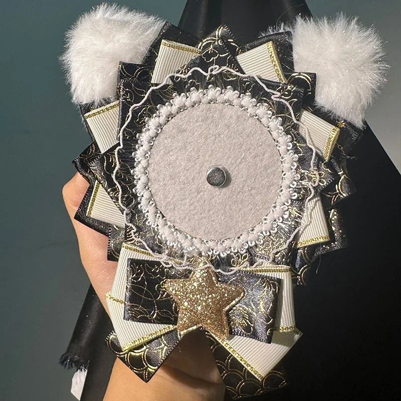 Cute Lolita Badge Base Tray with Cat Ear Handmade Badge Holders for Itabag Ornament Deco detail view
