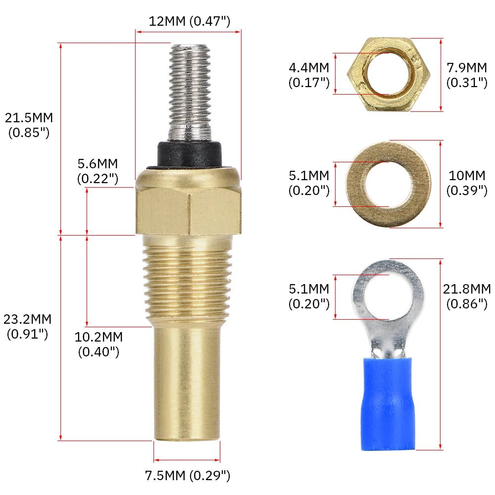 VR - 12V 1/8 NPT Racing Car Oil Temp Sensor Water temperature Sensor Water Temp Sensor Gauge Sensor VR-TSU01