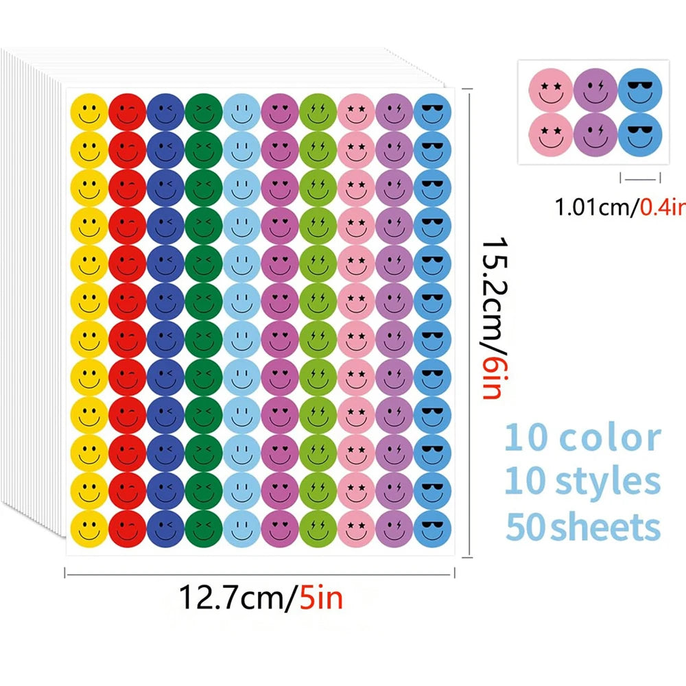 Reward Stickers for Children Cute Smile Face Diary DIY Colorful Scrapbooking Handma additional angle