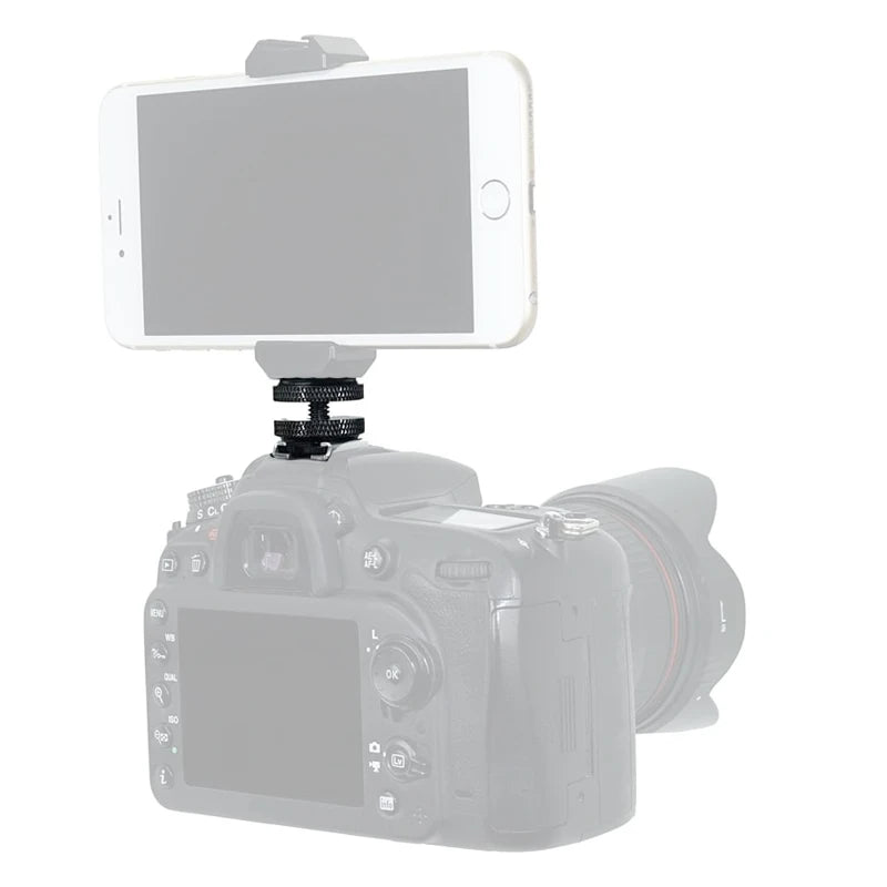 1/4 Hot Shoe Mount Phone Holder Dual Nut Cold Shoe Adapter Bracket For Double-Layer C lifestyle view