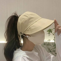 Foldable Women's Sun Hat with Wide Brim and Breathable Top | Ponytail-Friendly Design detail view