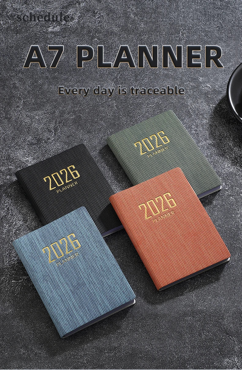 A7 2026 English Planner Book – Mini Pocket Weekly Calendar
