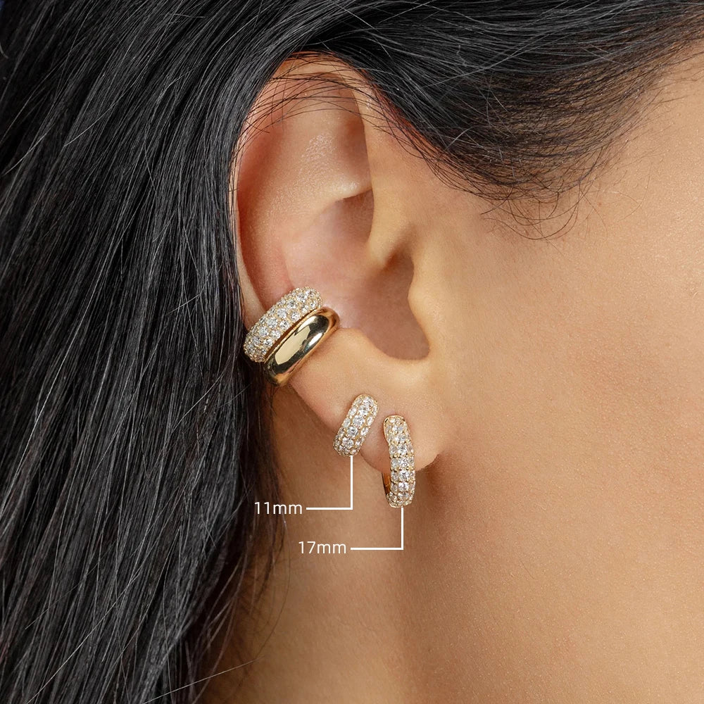New Gold Plated Huggie Earrings with CZ Zircon Thin Ear Hoops Cartilage Earring for W alternate view