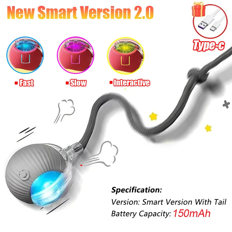 New Cat Interactive Ball Toy Automatic Rolling Ball Faux Tail Rechargeable Smart Pet lifestyle view