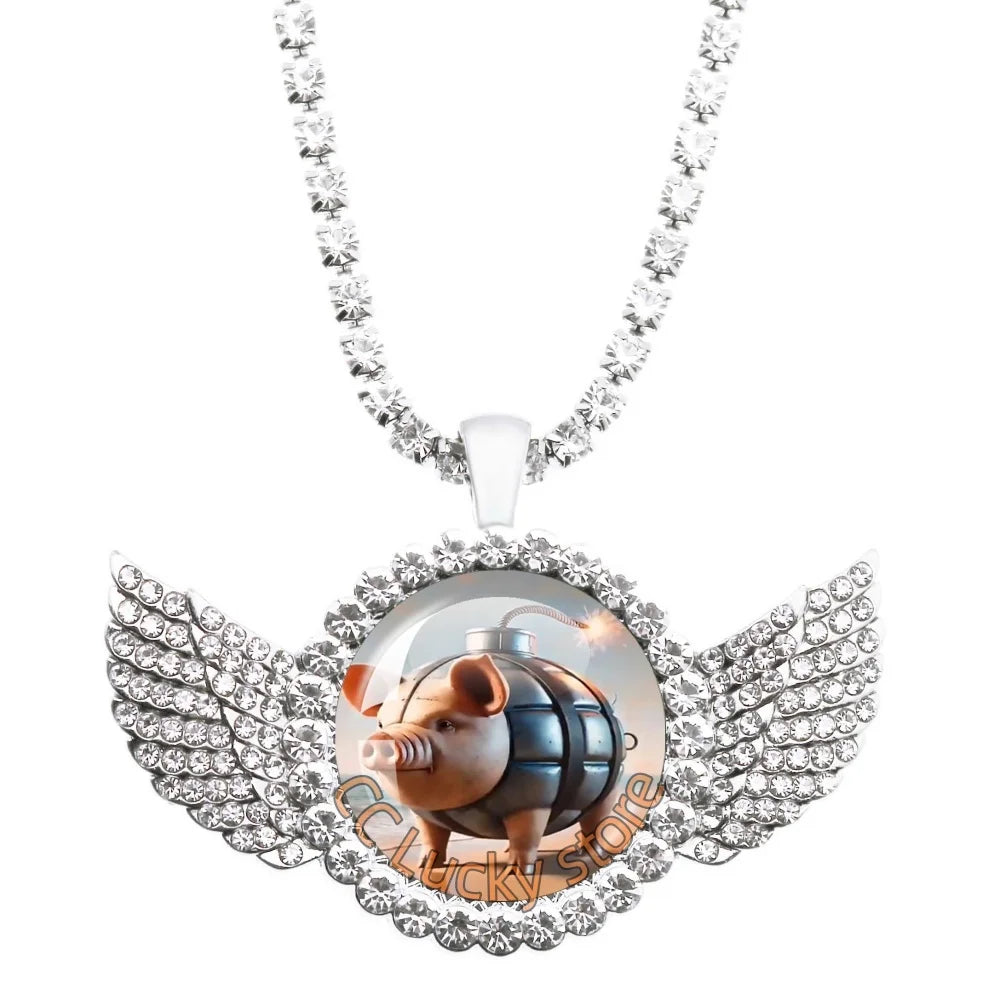 25mm Angel Wing Necklace | Italian Brainrot Pendant Funny Animal Jewelry Gift alternate view