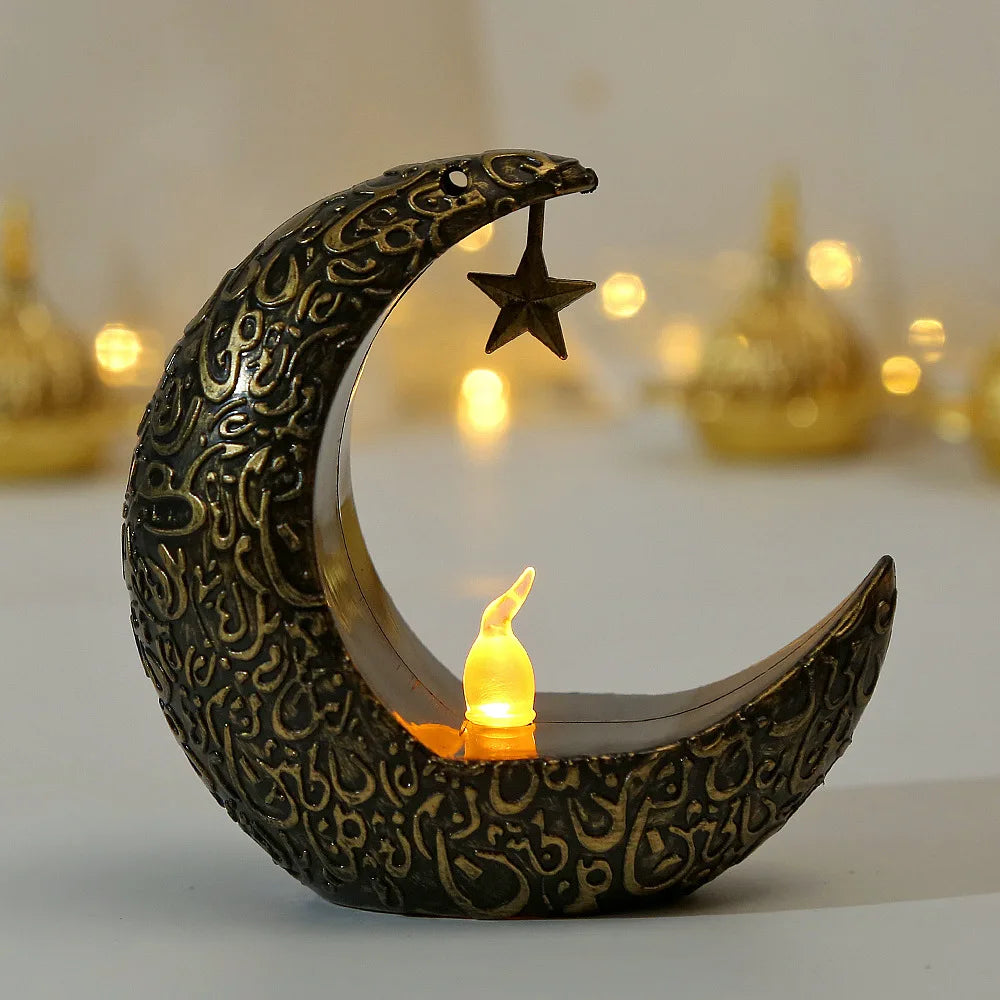 LED Star Moon Candlestick Light | Ramadan Decoration with Castle Wind Lamp additional angle