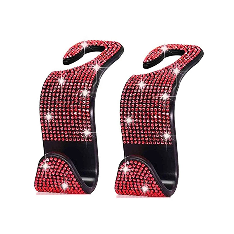 Rhinestone Decor Car Seat Back Hook Hanger Universal Bling Diamond Vehicle Auto Hea additional angle